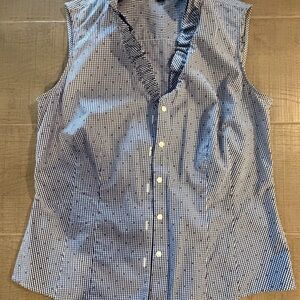 Brooks Brothers Blue Checkered Sleeveless Blouse